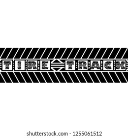 Black tire track with squares and sample text