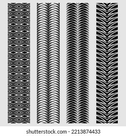 Black Tire Tracking Car Wheel or Transport Set on Road Texture Pattern for Car. Vector illustration of a track. Vol 4