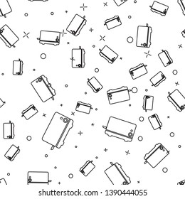 Black Toaster icon isolated seamless pattern on white background. Vector Illustration