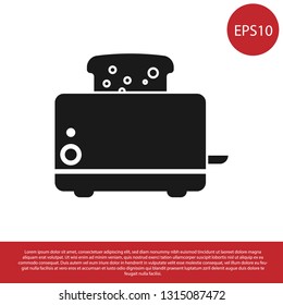 Black Toaster with toasts icon isolated on white background. Vector Illustration