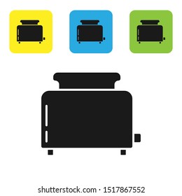 Black Toaster with toasts icon isolated on white background. Set icons colorful square buttons. Vector Illustration