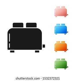 Black Toaster with toasts icon isolated on white background. Set icons colorful. Vector Illustration