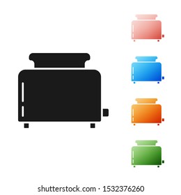 Black Toaster with toasts icon isolated on white background. Set icons colorful. Vector Illustration