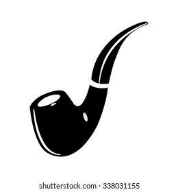 Black tobacco pipe isolated on a white background.