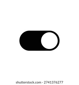 A black toggle switch in the off position isolated on a white background