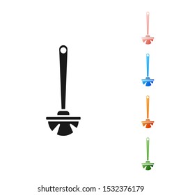 Black Toilet brush icon isolated on white background. Set icons colorful. Vector Illustration