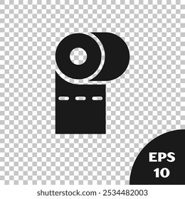 Black Toilet paper roll icon isolated on transparent background.  Vector Illustration