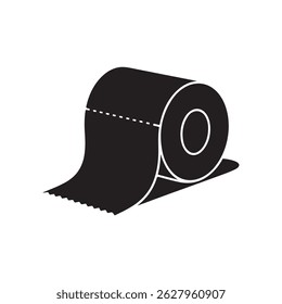 Black Toilet Paper Silhouettes Clipart – Roll of Toilet Paper, Unrolling Paper, Bathroom Icon Set

