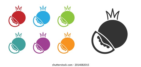 Black Tomato icon isolated on white background. Set icons colorful. Vector