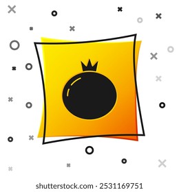 Black Tomato icon isolated on white background. Yellow square button. Vector