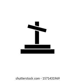 Black Tombstone with cross icon isolated on transparent background. Grave icon. Vector Illustration