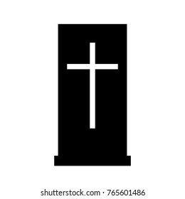 Black tombstone with white cross, vector