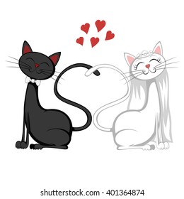 A black tomcat and a white pussycat have just married