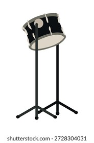 Schwarze Trommel auf weißem Hintergrund. Vektorgrafik eines Musikinstruments.