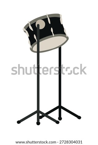 Black tom-tom drum on a white background. Vector illustration of a musical instrument.