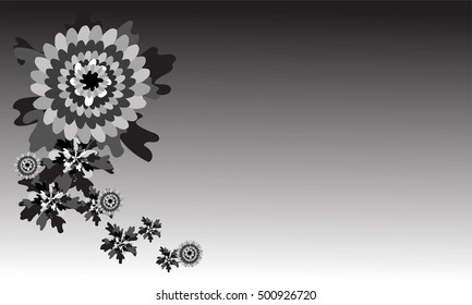 Black tone card template for sad situation,Black flower and space for add text and for printing on card paper fabric poster carpet and book cover, vector type in monochorme tone