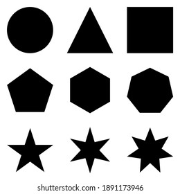black toned geometric shapes isolated on white background. Vector illustration, flat style geometric shapes