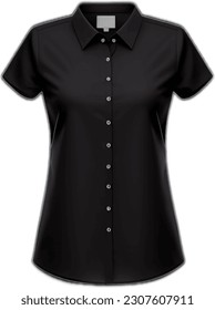 black tones vector buttoned short sleeve fashion women's shirt dress