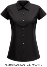 black tones vector buttoned short sleeve fashion women's shirt dress