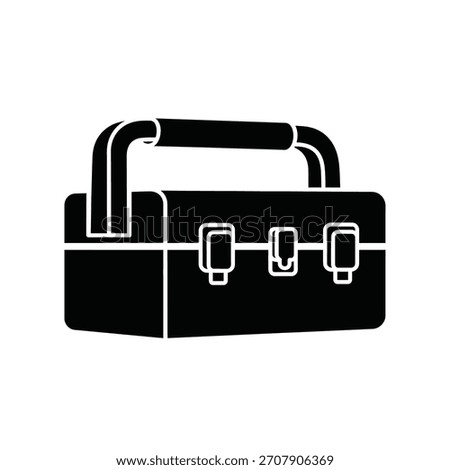 Black toolbox with handle and latches container