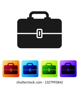 Black Toolbox icon isolated on white background. Tool box sign. Set icon in color square buttons. Vector Illustration
