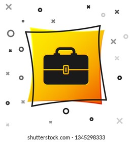 Black Toolbox icon isolated on white background. Tool box sign. Yellow square button. Vector Illustration