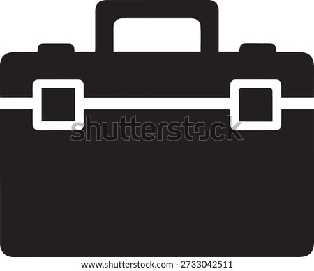 Black Toolbox Icon, Minimalist Vector, Flat Tool Symbol, Simple Hardware Illustration, Sharp Silhouette Design, Modern Work Equipment Graphic
