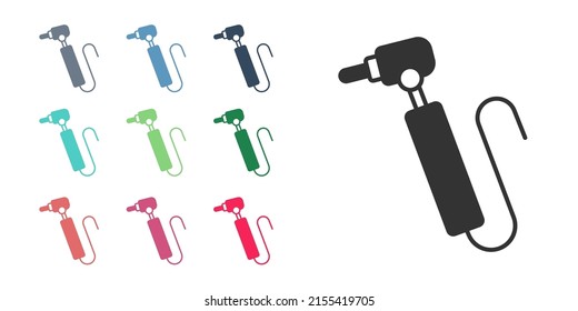 Black Tooth drill icon isolated on white background. Dental handpiece for drilling and grinding tools. Set icons colorful. Vector
