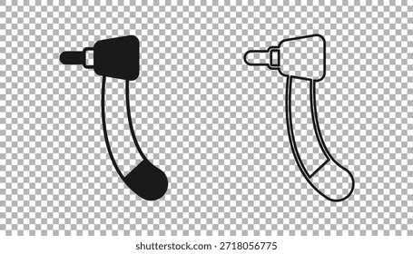 Icono negro del taladro del diente aislado en fondo transparente. Pieza de mano dental para herramientas de perforación y rectificado.  Vector