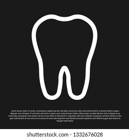 Black Tooth icon isolated on black background. Tooth symbol for dentistry clinic or dentist medical center and toothpaste package. Vector Illustration