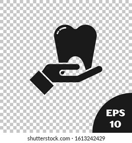 Black Tooth icon isolated on transparent background. Tooth symbol for dentistry clinic or dentist medical center and toothpaste package.  Vector Illustration
