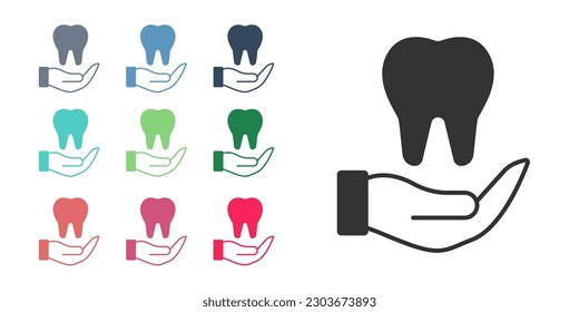 Black Tooth icon isolated on white background. Tooth symbol for dentistry clinic or dentist medical center and toothpaste package. Set icons colorful. Vector