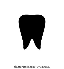 Black Tooth Icon on White Background for Design