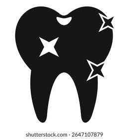 Black tooth icon representing the concept of teeth whitening and dental health