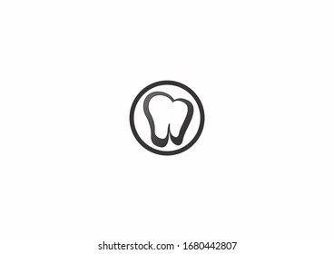 black tooth with round circle concept vector illustration. Fit for dental clinic logo