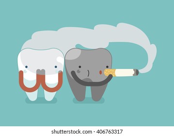 Black tooth is smoking ,dental concept