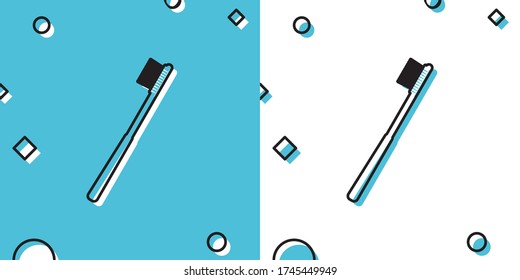 Black Toothbrush icon isolated on blue and white background. Random dynamic shapes. Vector Illustration