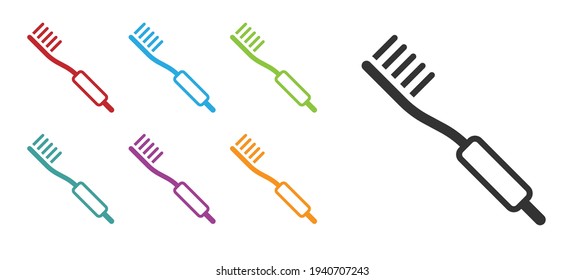 Black Toothbrush icon isolated on white background. Set icons colorful. Vector