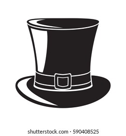The black top hat with the buckle on a white background vector illustration.