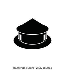 Black top hat flat design minimalist elegant fashion accessory vector illustration