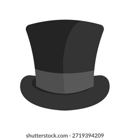 Sombrero de copa negro con cinta gris - Ilustración vectorial