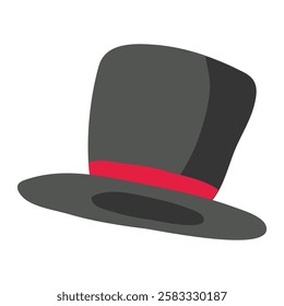 A Black top hat icon. Flat illustration of black top hat icon for web design