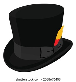 Black top hat isolated on white background. Isometric view. Vector