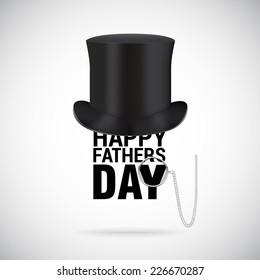 Black top hat isolated on white with text happy fathers day 