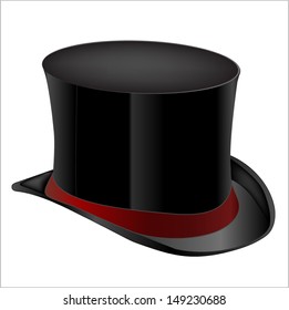 Black top hat on white background 