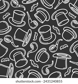 Black top hat pattern, background set. Collection icon black top hat. Vector