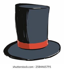 A Black Top Hat with a Sharp Silhouette, Iconic and Sophisticated Design A traditional black top hat, sleek and formal, a timeless fashion statement.