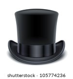 black top hat vector illustration isolated on white background EPS10. Transparent objects and opacity masks used for shadows and lights drawing