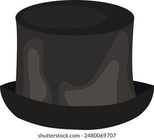 Black top hat vector illustration. Cartoon hat isolated on white background.