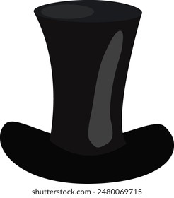 Black top hat vector illustration. Cartoon hat isolated on white background.